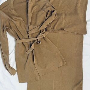 Merona 3 Piece Beige Knit Sweater & Skirt Set